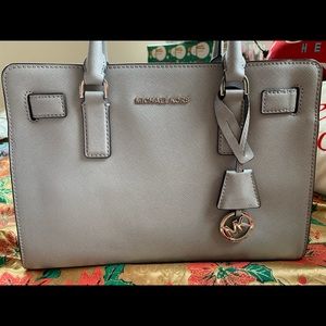MK light gray purse with hand & shoulder straps